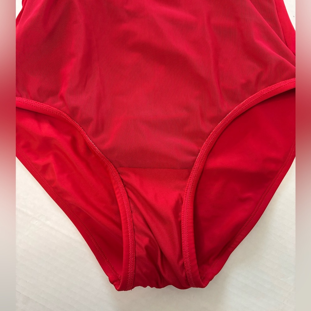 TOMMY HILFIGER Red Ruched Halter One-Piece Swimsuit Size 6 - Picture 6 of 6